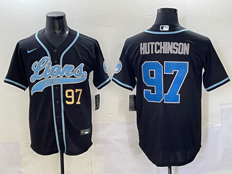 Men 2025 Detroit Lions #97 Hutchinson Black joint name 2025 Nike Limited NFL Jersey style 008